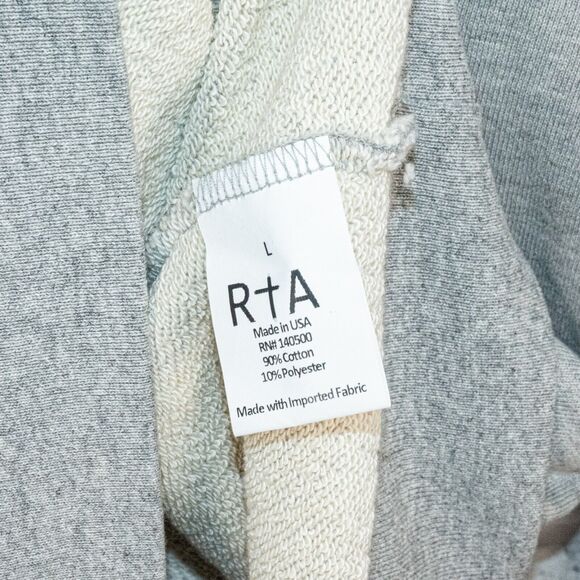 RtA Brand French Terry Crew Sweatshirt Layered sleeves in Heather Gray size L - Picture 7 of 9